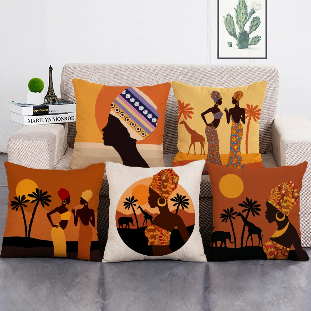 African Style Decorative Pillowcase 45x45cm Cushion Cover with Portrait Print for Home Decor Made of Polyester Linen
African Style Decorative Pillowcase 45x45cm Cushion Cover with Portrait Print for Home Decor Made of Polyester Linen