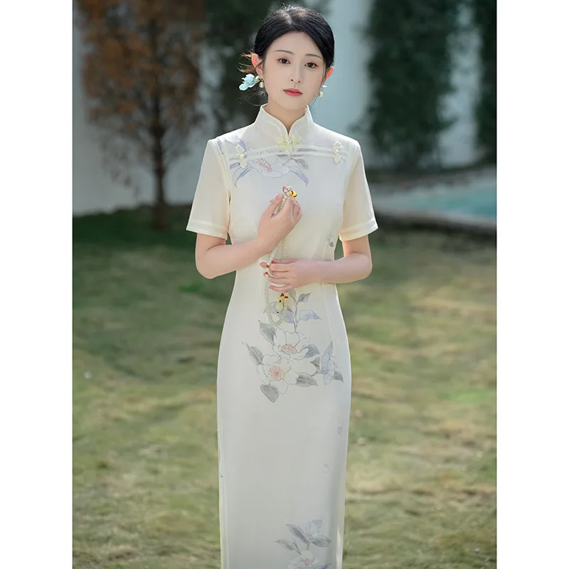 Women's Short Sleeve Beige Cheongsam Vintage Chinese Styles Wedding Casual Dress Stand Collar Summer Long Dress S To XXL
Women's Short Sleeve Beige Cheongsam Vintage Chinese Styles Wedding Casual Dress Stand Collar Summer Long Dress S To XXL