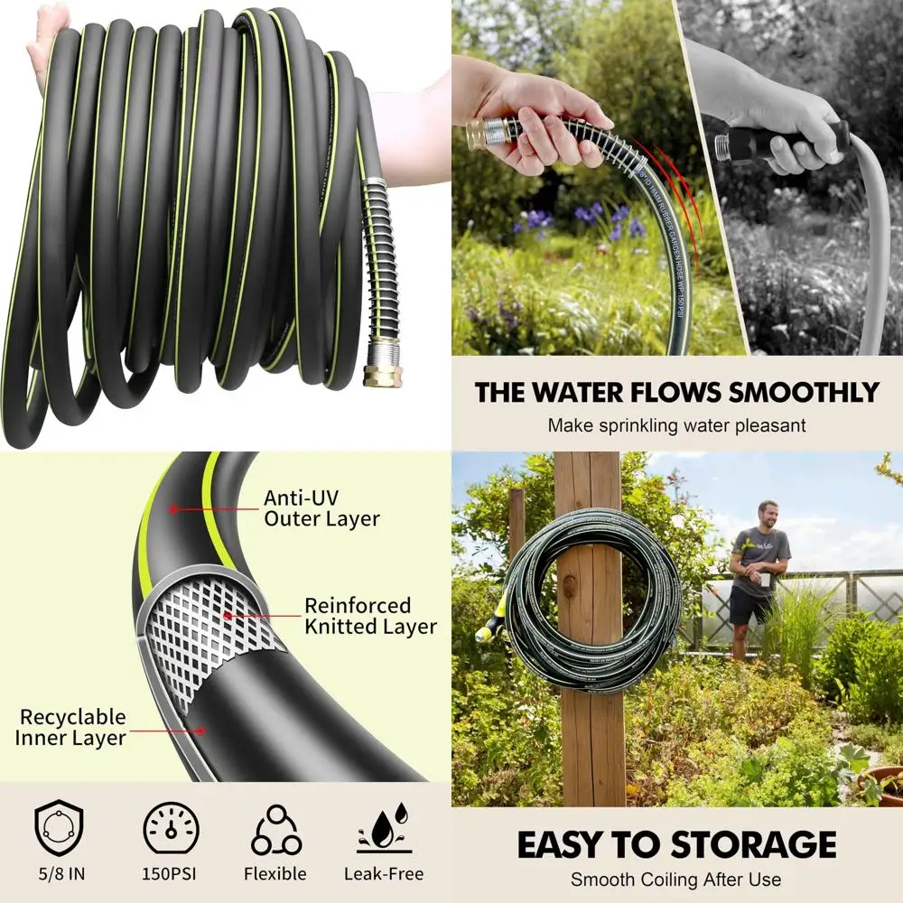 Герметичный гибкий садовый шланг длиной 100 футов с латунными разъемами для полива газонов и очистки
Герметичный гибкий садовый шланг длиной 100 футов с латунными разъемами для полива газонов и очистки