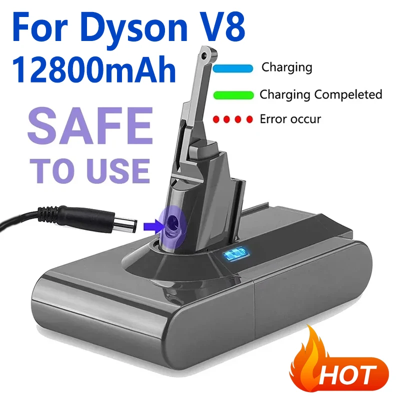 New V8 21.6V 12800mAh Battery Replacement Dyson V8 Cordless Vacuum Handheld Vacuum Cleaner Battery Tool Battery Large Capacity
New V8 21.6V 12800mAh Battery Replacement Dyson V8 Cordless Vacuum Handheld Vacuum Cleaner Battery Tool Battery Large Capacity
