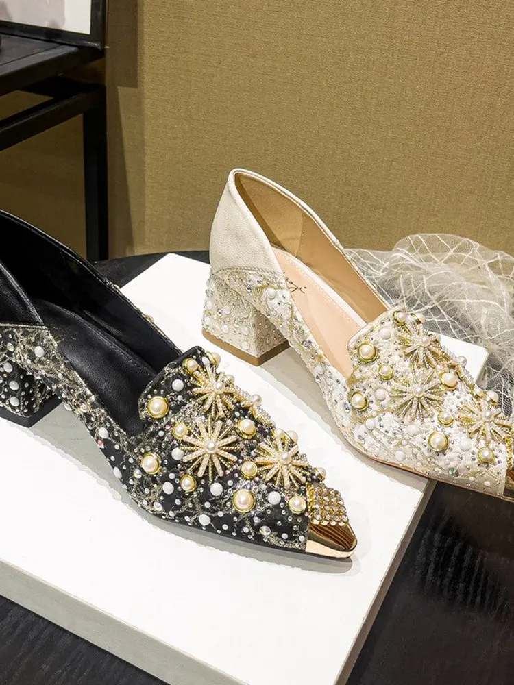 Handmade High Heel Chunky Heel Pointed Toe Diamond Fashionable Women's Single Shoes Versatile Elegant Lady's Footwear
Handmade High Heel Chunky Heel Pointed Toe Diamond Fashionable Women's Single Shoes Versatile Elegant Lady's Footwear