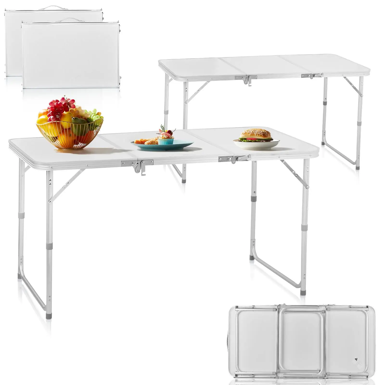 4ft Adjustable Height Folding Aluminum Picnic Table - Lightweight Portable Outdoor Table for Camping, Beach, and Parties
4ft Adjustable Height Folding Aluminum Picnic Table - Lightweight Portable Outdoor Table for Camping, Beach, and Parties