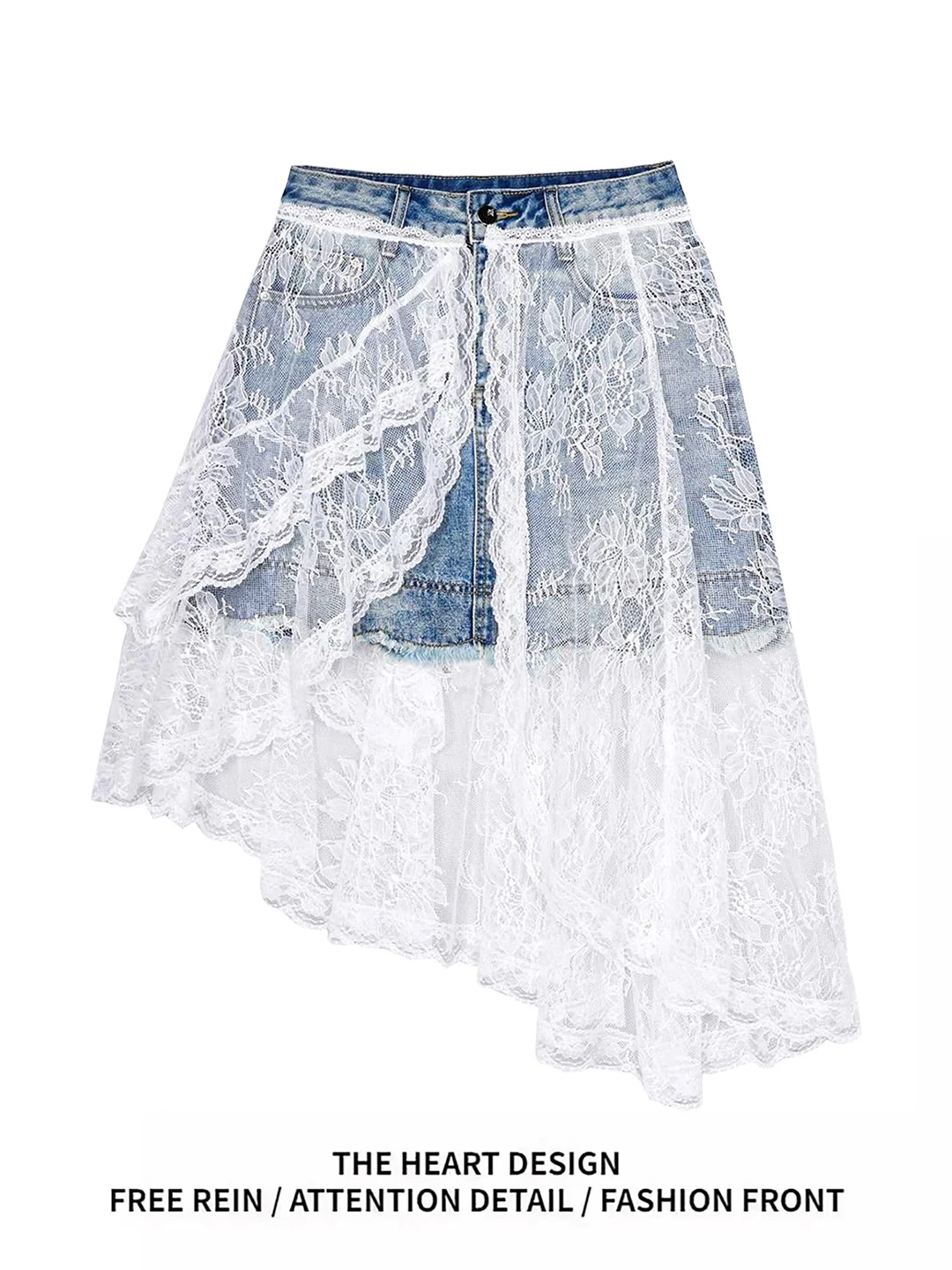 Retro Lace Splicing Denim Short Skirt Women's Summer New Fashioned Gored Cake Denim Skirt High Waist Asymmetrical Loose Fit
Retro Lace Splicing Denim Short Skirt Women's Summer New Fashioned Gored Cake Denim Skirt High Waist Asymmetrical Loose Fit