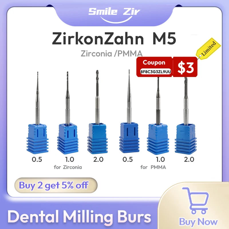 Zirkonzahn M5 Dental Milling Burs Shank D3 for Zirconia PMMA Dental Lab Grinding Diamond DC NC Coating CAD CAM Milling Drills
Zirkonzahn M5 Dental Milling Burs Shank D3 for Zirconia PMMA Dental Lab Grinding Diamond DC NC Coating CAD CAM Milling Drills