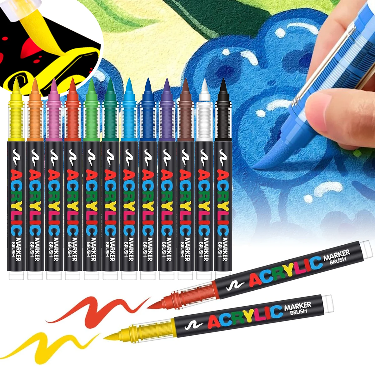 12-72Colors Acrylic Paint Pen Marker Brush Tip Paint Marker For Rock Painting Wood Canvas Stone Back to School DIY Craft
12-72Colors Acrylic Paint Pen Marker Brush Tip Paint Marker For Rock Painting Wood Canvas Stone Back to School DIY Craft