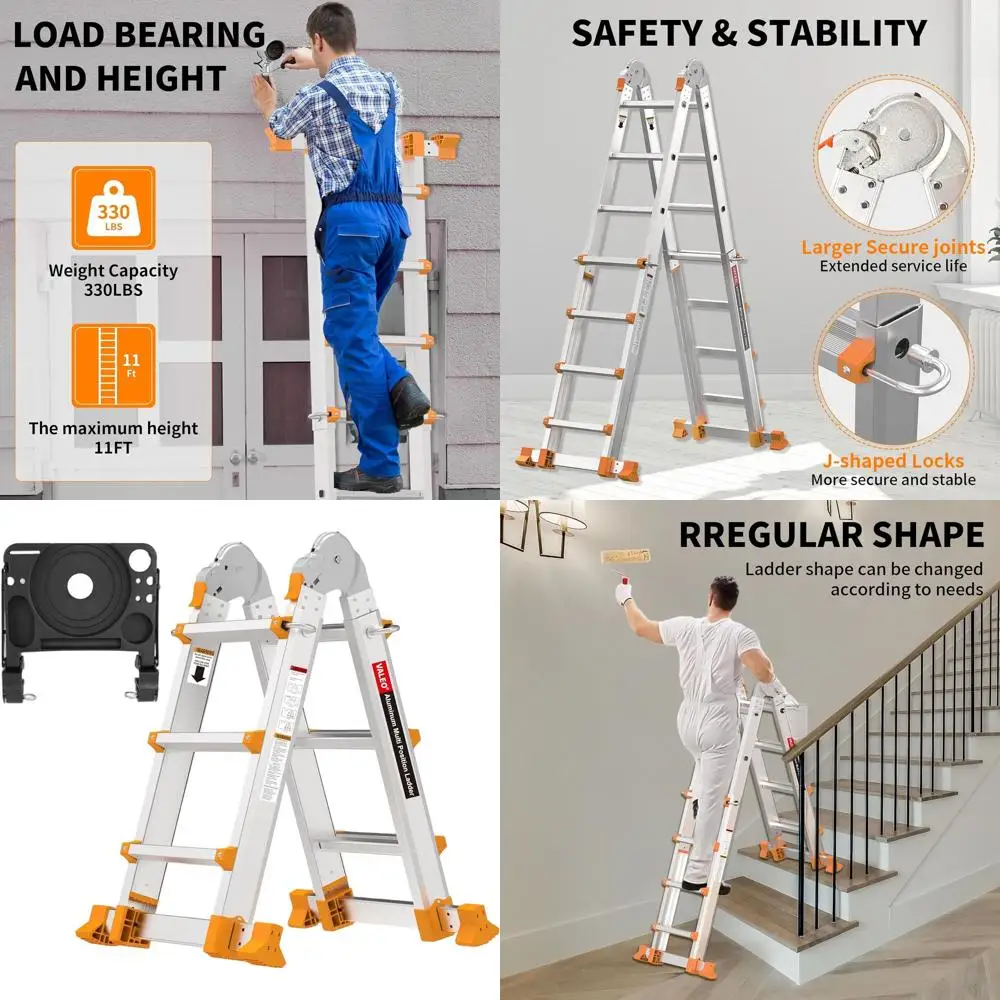 Многопозиционная телескопическая лестница объемом 11 футов с противоскользящей А-образной рамой и съемным лотком для инструментов, емкостью 330 фунтов для использования в помещении и на открытом воздухе.
Многопозиционная телескопическая лестница объемом 11 футов с противоскользящей А-образной рамой и съемным лотком для инструментов, емкостью 330 фунтов для использования в помещении и на открытом воздухе.