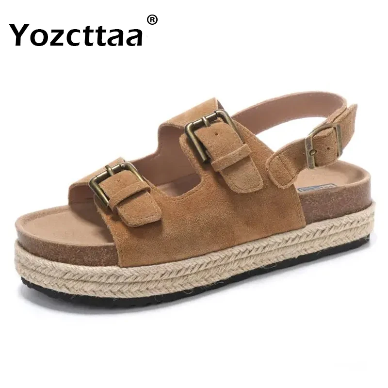 Женские босоножки Yozcttaa, Летние повседневные сандалии из натуральной замши, на танкетке, с высоким каблуком, Размеры 35-40, 2025
Женские босоножки Yozcttaa, Летние повседневные сандалии из натуральной замши, на танкетке, с высоким каблуком, Размеры 35-40, 2025