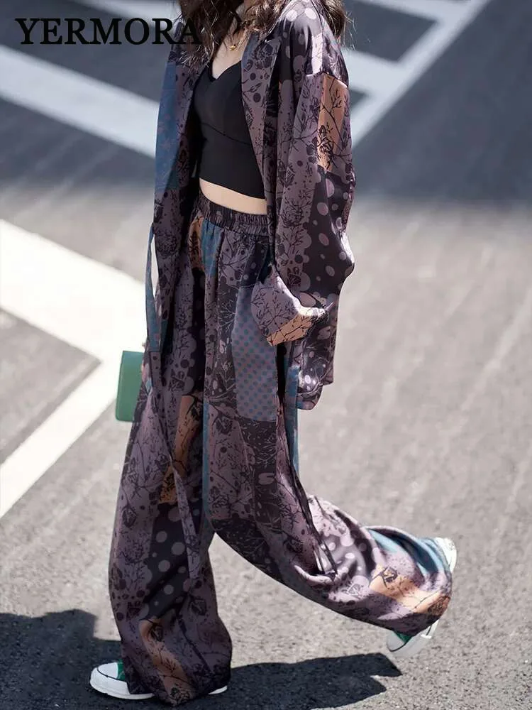 YERMORA Women Two Pieces Set Printed Vintage Thin Blazer Lapel Long Sleeve Loose Fashion Wide Leg Pants Spring Summer 2025 A839
YERMORA Women Two Pieces Set Printed Vintage Thin Blazer Lapel Long Sleeve Loose Fashion Wide Leg Pants Spring Summer 2025 A839