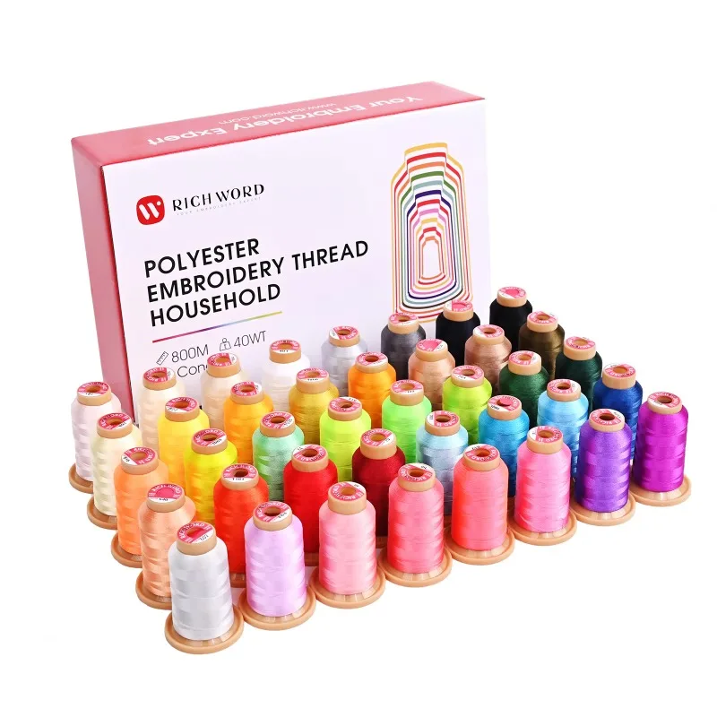 Richword Embroidery Thread 800m Each Spool 40/60/80 Colors 40WT 108D/2 100% Polyester Thread Set for Embroidery Sewing Machine
Richword Embroidery Thread 800m Each Spool 40/60/80 Colors 40WT 108D/2 100% Polyester Thread Set for Embroidery Sewing Machine