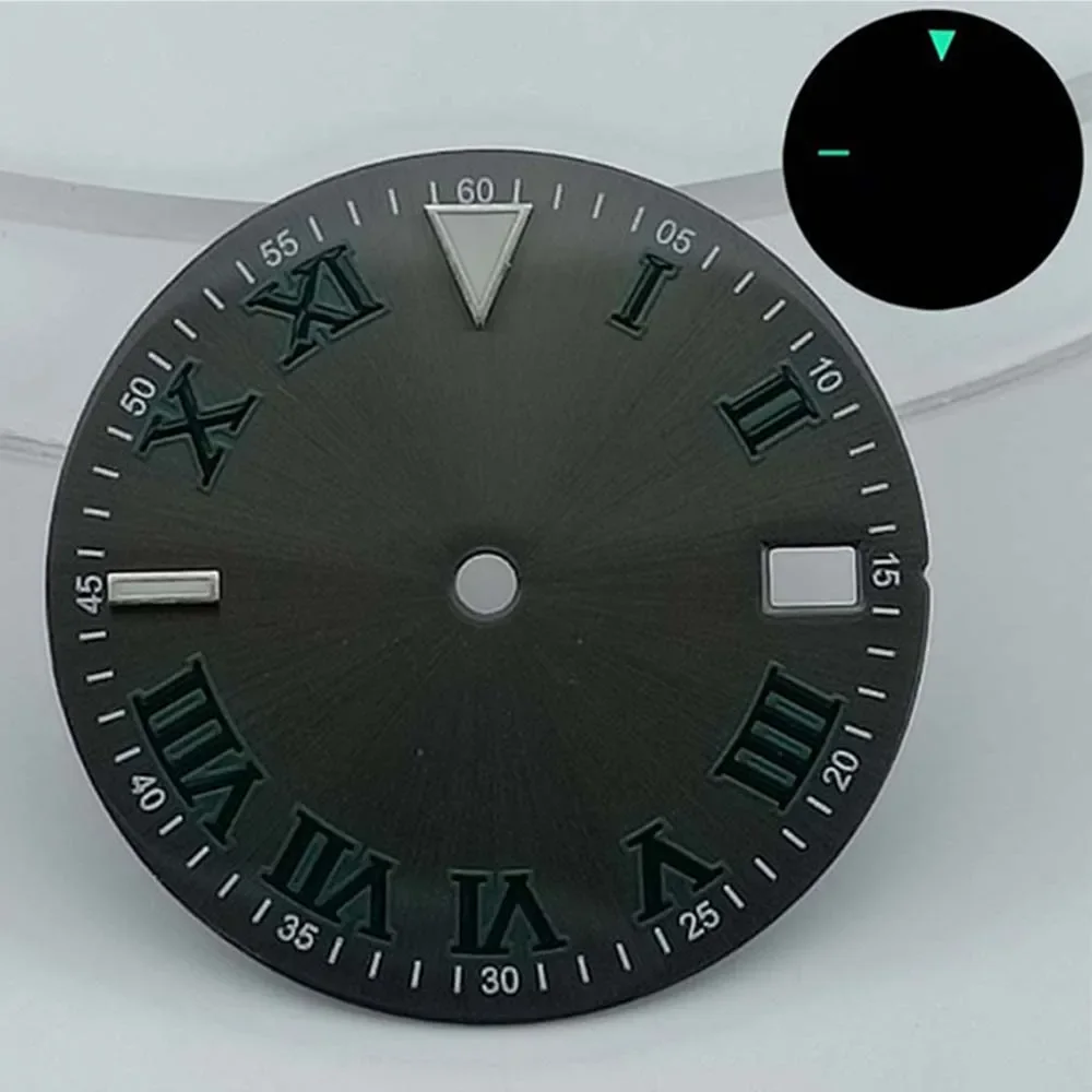 28.5mm Grey Watch Dial for NH35 NH36 Automatic Movement Green Luminous Watch Face Dials Parts
28.5mm Grey Watch Dial for NH35 NH36 Automatic Movement Green Luminous Watch Face Dials Parts