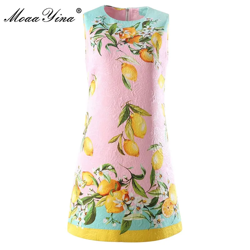 MoaaYina Fashion Runway Designer Summer Short Tank Dress Women sleeveless Lemon flower print Loose Pink Elegant Party Mini Dress
MoaaYina Fashion Runway Designer Summer Short Tank Dress Women sleeveless Lemon flower print Loose Pink Elegant Party Mini Dress