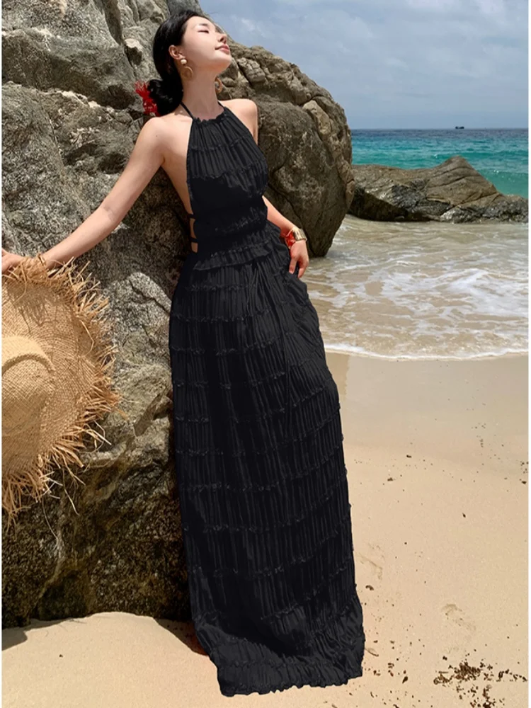 SMTHMA New Summer Casual Hanging Neck Sexy Backless Top Two-Piece Set Women's Loose Vacation Goddess Long Skirt 2 Piece Outfits
SMTHMA New Summer Casual Hanging Neck Sexy Backless Top Two-Piece Set Women's Loose Vacation Goddess Long Skirt 2 Piece Outfits