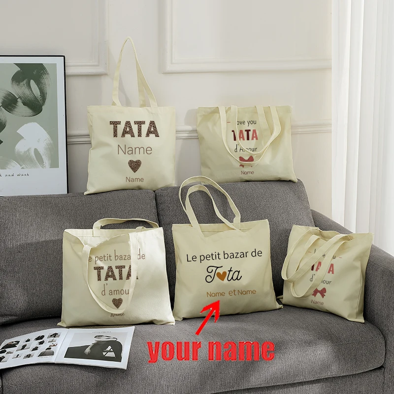 Personalized Name Flowery Taty Heart Bow Petit Bazar Patterns Shopping Bag Travel Canvas Tote Pouch for Aunt Family Women Gifts
Personalized Name Flowery Taty Heart Bow Petit Bazar Patterns Shopping Bag Travel Canvas Tote Pouch for Aunt Family Women Gifts
