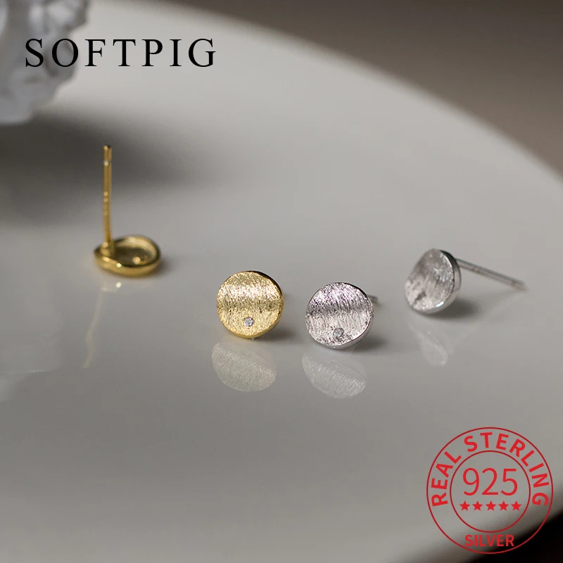 SOFTPIG Real 925 Sterling Silver Zircon Matte Round Stud Earrings for Women Fine Jewelry Minimalist Ear Hole Care Accessories
SOFTPIG Real 925 Sterling Silver Zircon Matte Round Stud Earrings for Women Fine Jewelry Minimalist Ear Hole Care Accessories
