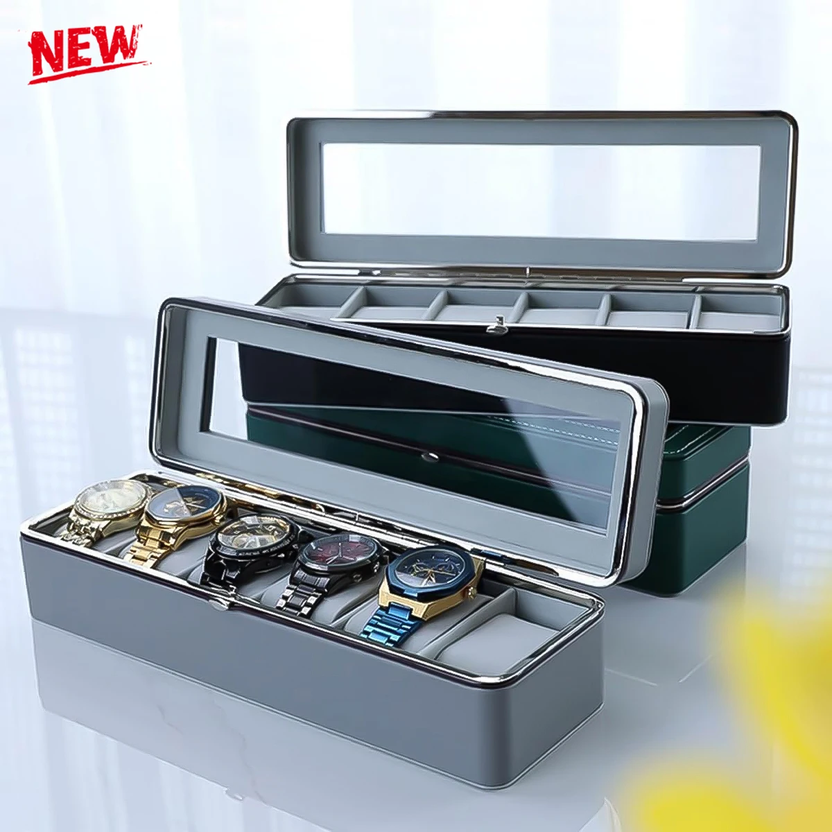 6 Slots Portable Leather Watch Box High Quality Watch Organizer Jewelry Storage Box Zipper Easy Carry Men Watch Boxes
6 Slots Portable Leather Watch Box High Quality Watch Organizer Jewelry Storage Box Zipper Easy Carry Men Watch Boxes