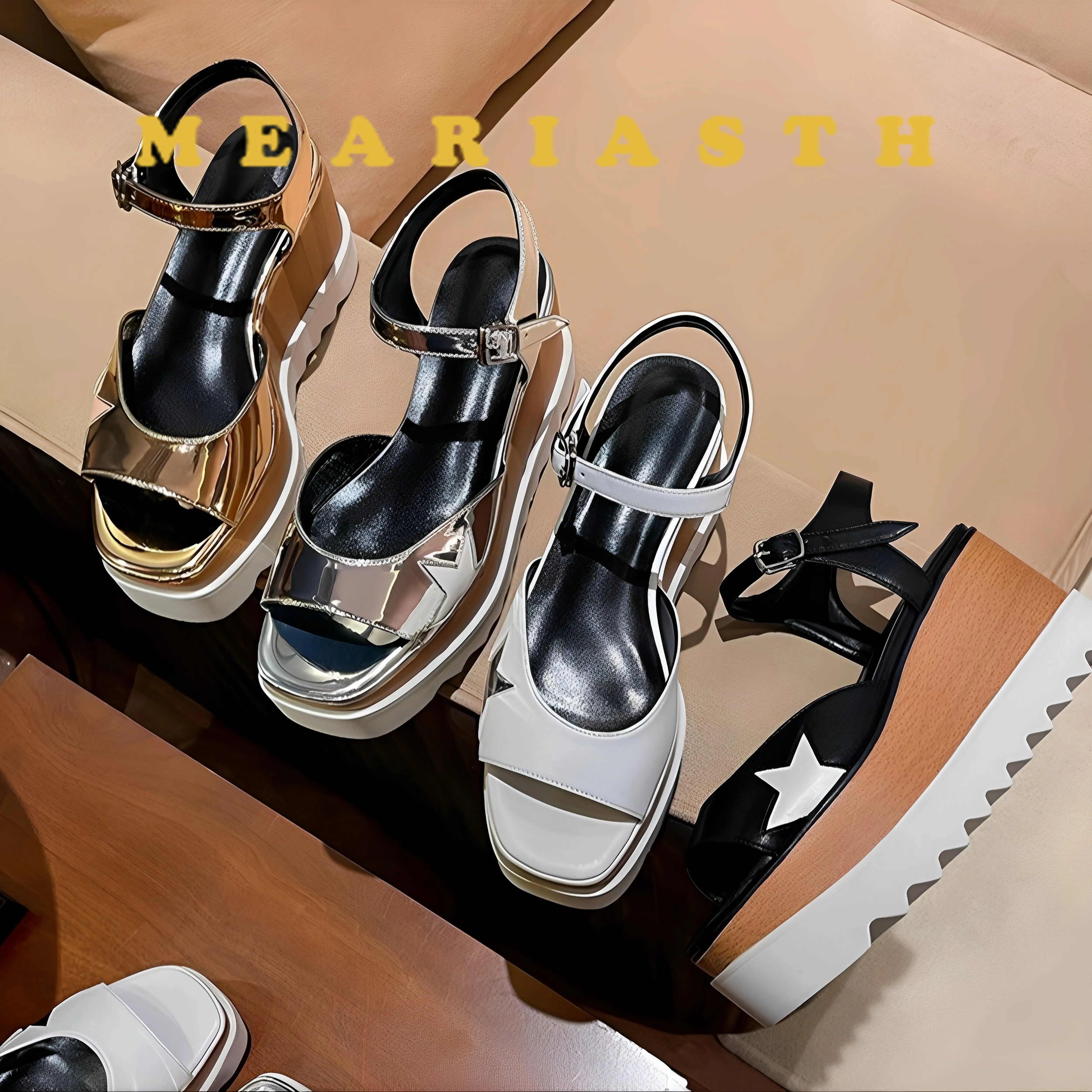 Лето 2023, женские сандалии на танкетке и платформе, модная повседневная мягкая однотонная женская пляжная обувь с открытым носком, Sandalias De Mujer 
Лето 2023, женские сандалии на танкетке и платформе, модная повседневная мягкая однотонная женская пляжная обувь с открытым носком, Sandalias De Mujer