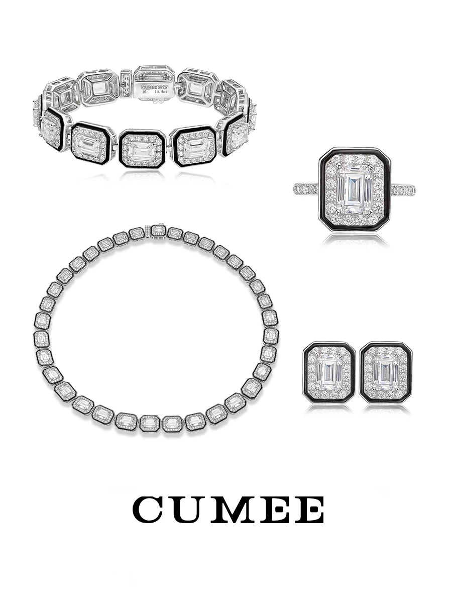 CUMEE Fashion White Super Sparking Square High Carbon Diamond Ring Earrings Bracelet Set for Women. 925 Silver Gold Plated
CUMEE Fashion White Super Sparking Square High Carbon Diamond Ring Earrings Bracelet Set for Women. 925 Silver Gold Plated