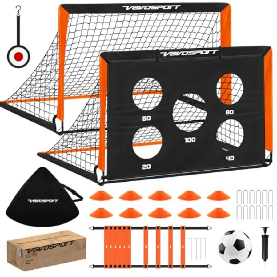Soccer Goals for Backyard Set of 2, 4x3 ft Portable Pop Up Soccer Goal, Soccer Net Training Equipment with Soccer Target, Ball,
Soccer Goals for Backyard Set of 2, 4x3 ft Portable Pop Up Soccer Goal, Soccer Net Training Equipment with Soccer Target, Ball,