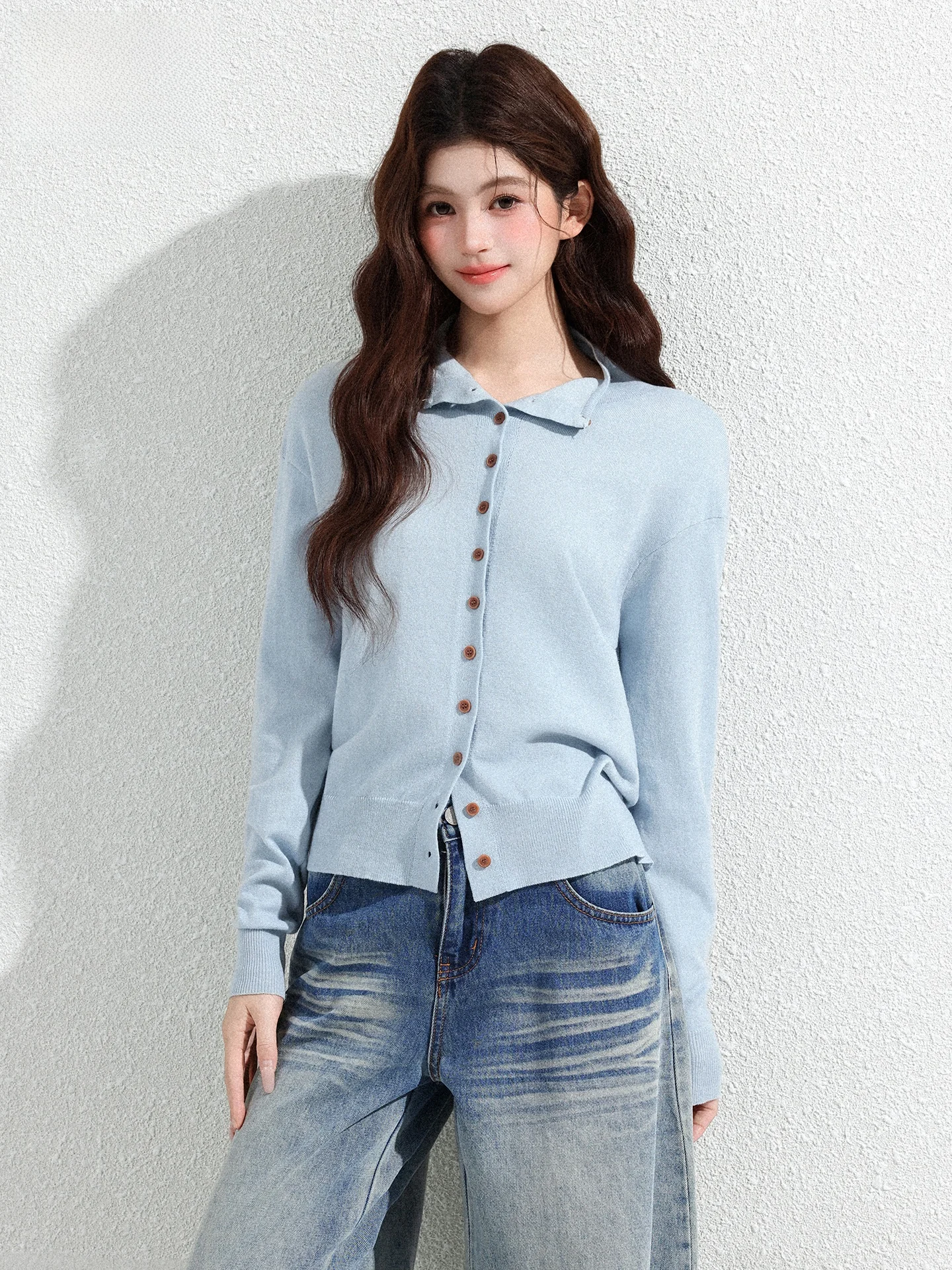 Elegant Blue Knitted Button-Up Long Sleeve Cardigan Women's Slim Fit Base Layer Sweater Casual Style Polyester Blend
Elegant Blue Knitted Button-Up Long Sleeve Cardigan Women's Slim Fit Base Layer Sweater Casual Style Polyester Blend