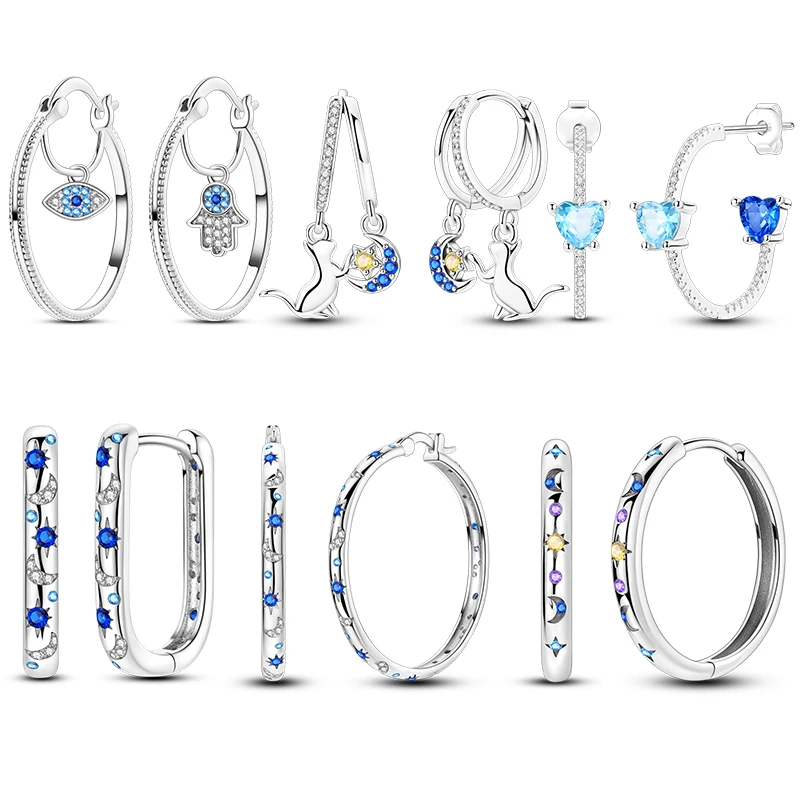 925 Sterling Silver Evil Eye Star Moon Double Hoop Earrings Women Girls Earrings Earrings Jewelry Birthday Gift
925 Sterling Silver Evil Eye Star Moon Double Hoop Earrings Women Girls Earrings Earrings Jewelry Birthday Gift