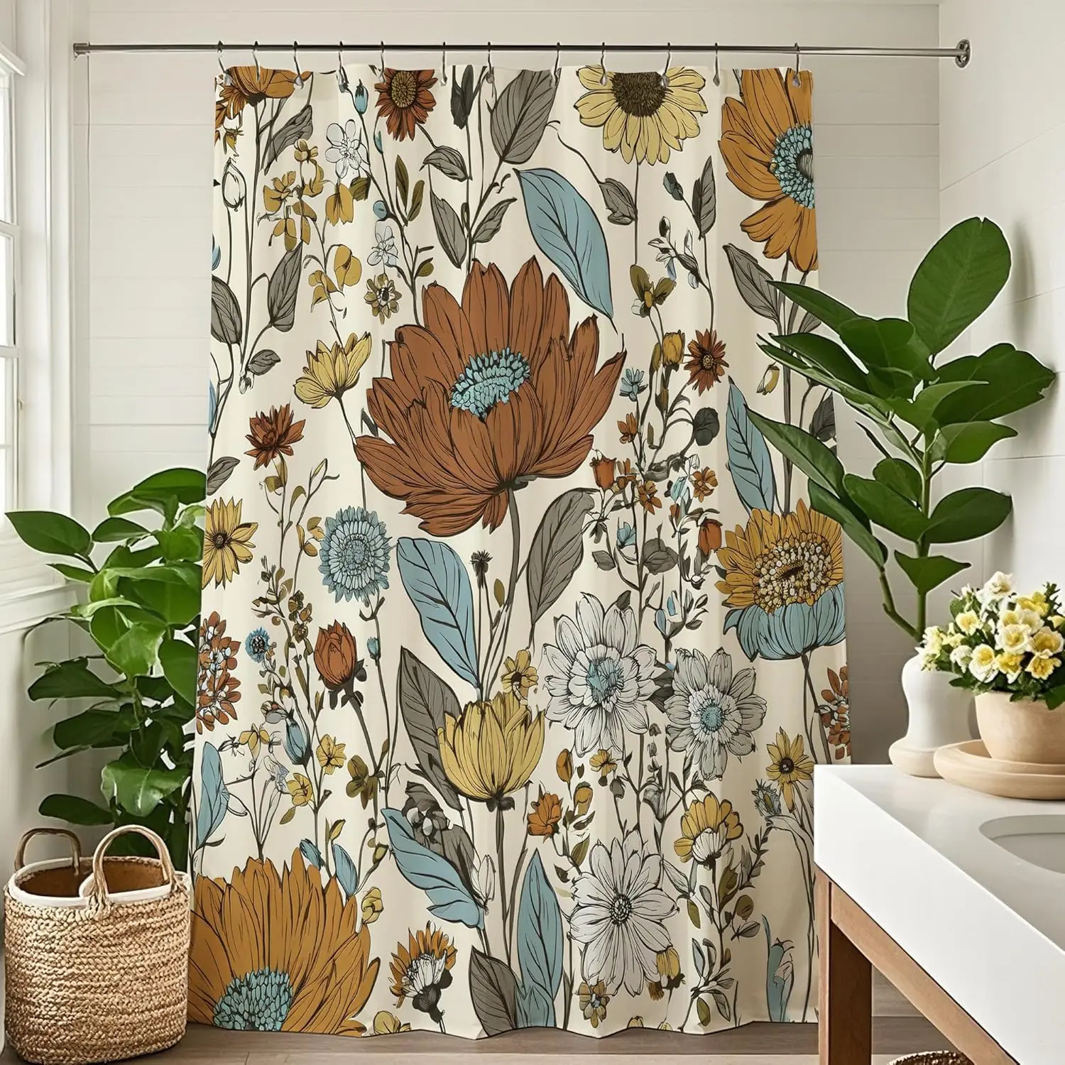 Занавеска для душа в стиле бохо с цветочным принтом 72x72 дюйма, винтажная богемная цветочная занавеска с ботаническими листьями, комплект занавесок для душа для ванной комнаты, ретро, деревенская вода
Занавеска для душа в стиле бохо с цветочным принтом 72x72 дюйма, винтажная богемная цветочная занавеска с ботаническими листьями, комплект занавесок для душа для ванной комнаты, ретро, деревенская вода