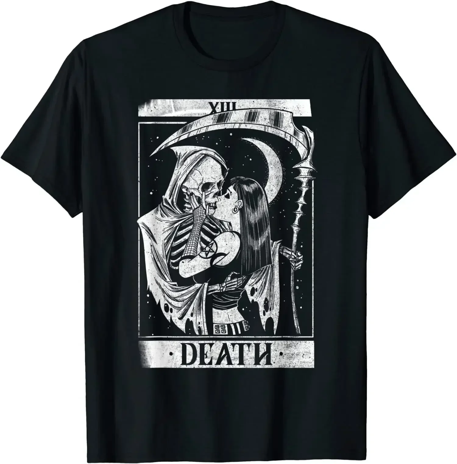 Summer men's Japanese short-sleeved Harajuku Vintage Death The Grim Reaper Kiss Gothic style top clothing
Summer men's Japanese short-sleeved Harajuku Vintage Death The Grim Reaper Kiss Gothic style top clothing