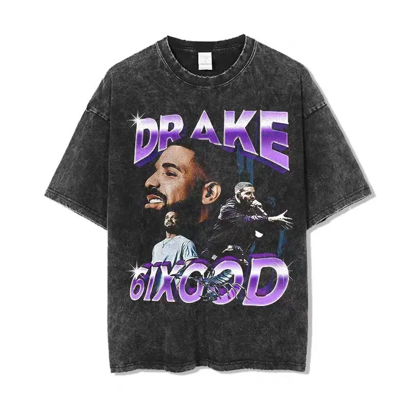 DRAKE Ducks European and American Hip Hop Rap Singer Vintage Short Sleeved T-shirt Heavy Duty Washed Outdated Small Collar Top
DRAKE Ducks European and American Hip Hop Rap Singer Vintage Short Sleeved T-shirt Heavy Duty Washed Outdated Small Collar Top