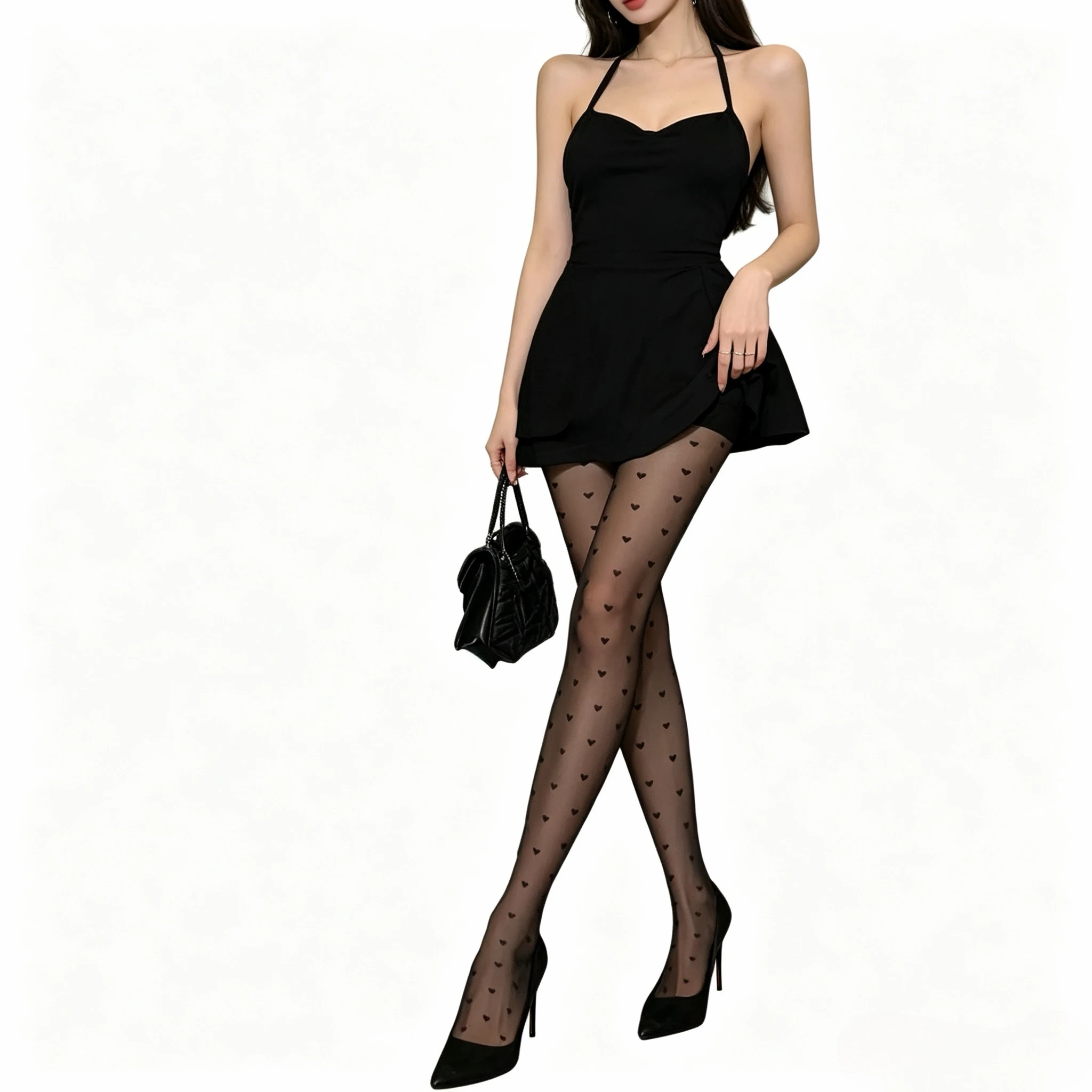 Women's Sheer Heart Pattern Tights, Black Semi-Sheer Pantyhose, High Waist Sheer Stockings for Daily Party Clubwear
Women's Sheer Heart Pattern Tights, Black Semi-Sheer Pantyhose, High Waist Sheer Stockings for Daily Party Clubwear