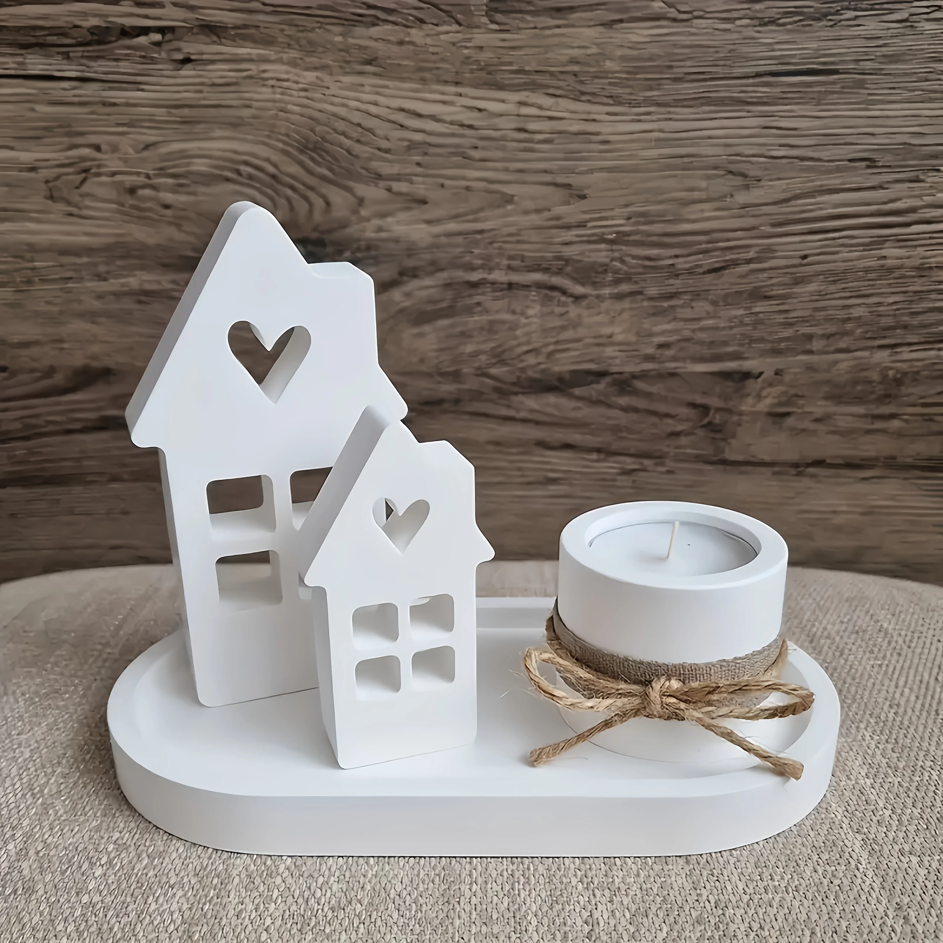 4pcs Silicone Mold Set: Heart, Chimney House, Oval Tray, and Cylinder Candle Holder Molds for Plaster
4pcs Silicone Mold Set: Heart, Chimney House, Oval Tray, and Cylinder Candle Holder Molds for Plaster