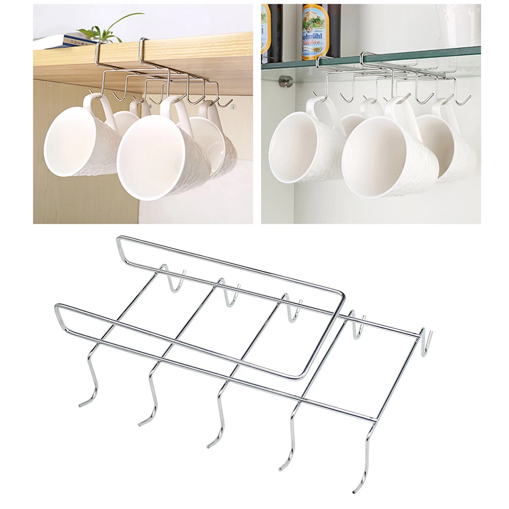 10 Hooks Stainless Steel Cup Holder Rack Kitchen Storage Shelves Space Saver Mug Organizer Glass Display Lovers
10 Hooks Stainless Steel Cup Holder Rack Kitchen Storage Shelves Space Saver Mug Organizer Glass Display Lovers