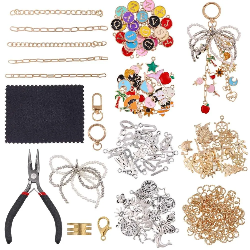 DIY Keychain Kit including Alloy Enamel Pendants Swivel Clasps Curb Chain Oval Link Chain Jump Ring Pliers and so on
DIY Keychain Kit including Alloy Enamel Pendants Swivel Clasps Curb Chain Oval Link Chain Jump Ring Pliers and so on