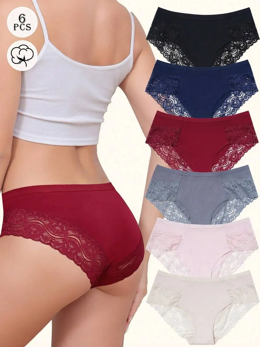 6 Pack Women Cotton Lace Cheeky Bikini Panties Soft Stretch Hipster Briefs S-XXL
6 Pack Women Cotton Lace Cheeky Bikini Panties Soft Stretch Hipster Briefs S-XXL