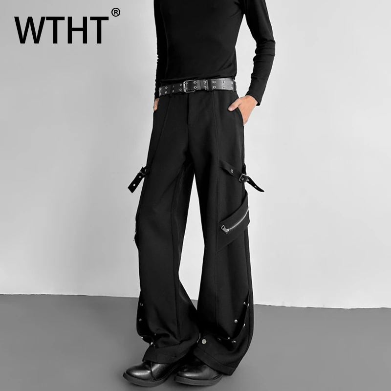 Мужские брюки WTHT: модные прямые широкие брюки с однотонным дизайном, вставками и заклепками, тренд 2025 года, зима, модель 2A2620
Мужские брюки WTHT: модные прямые широкие брюки с однотонным дизайном, вставками и заклепками, тренд 2025 года, зима, модель 2A2620