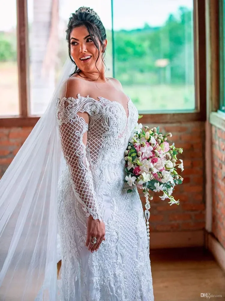 Customized Charming Scoop Neck Arabic Style Plus Size Mermaid Wedding Dress 2024 Vestido De Novia Long Sleeves Lace Appliques B
Customized Charming Scoop Neck Arabic Style Plus Size Mermaid Wedding Dress 2024 Vestido De Novia Long Sleeves Lace Appliques B