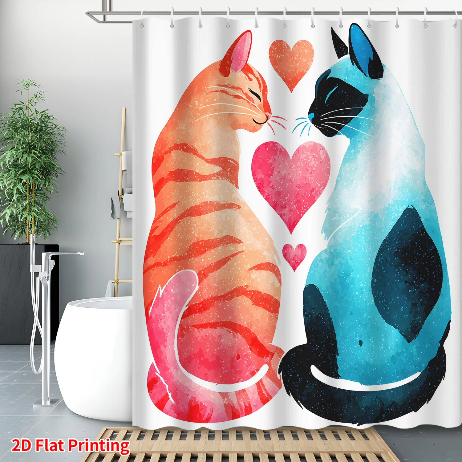 Watercolor Cat Shower Curtain Bath Decor Love Heart Pair Animal Art Print Modern Tropical Shower Curtain 180x180cm
Watercolor Cat Shower Curtain Bath Decor Love Heart Pair Animal Art Print Modern Tropical Shower Curtain 180x180cm
