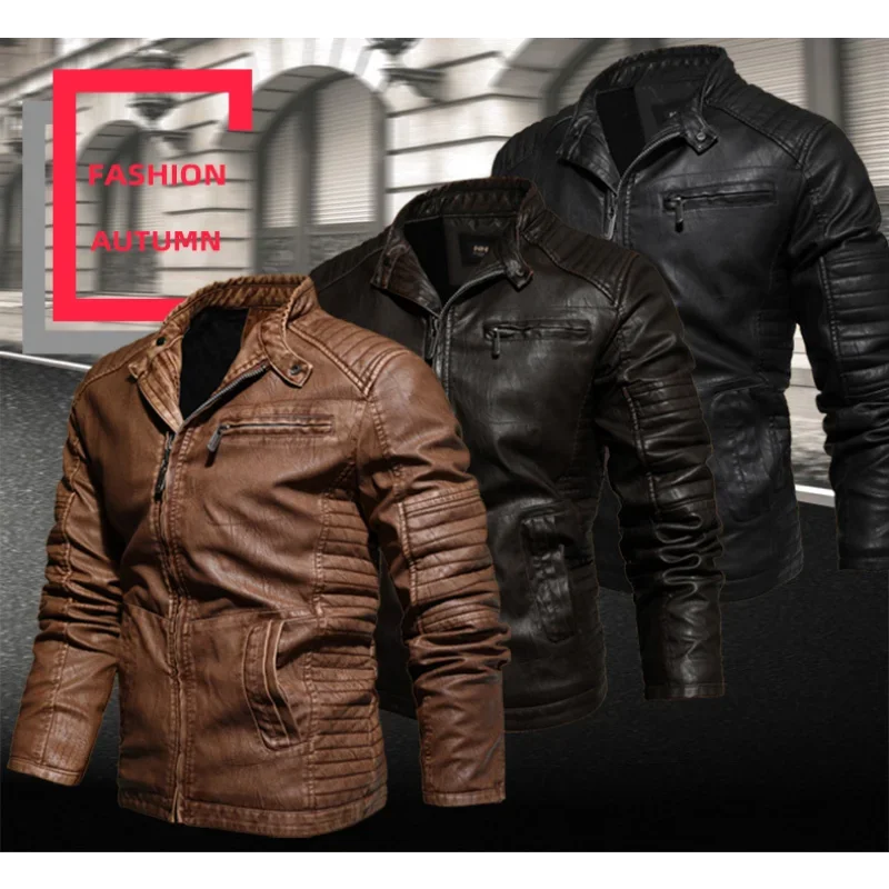 Mens Fashion Leather Jackets Coat Spring Outdoor Casual Motor Biker PU Leather Jacket Men Autumn Motorcycle Slim Fleece Jacket
Mens Fashion Leather Jackets Coat Spring Outdoor Casual Motor Biker PU Leather Jacket Men Autumn Motorcycle Slim Fleece Jacket