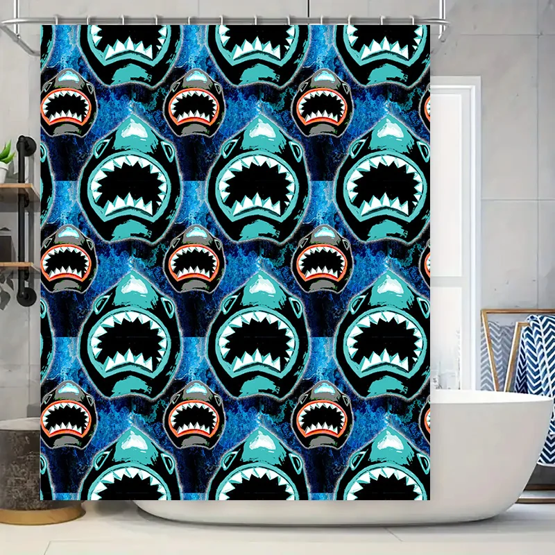Stylish Bath Curtains with Shark Print Waterproof Shower Curtain for Bathroom Decoration Black Blue Colors Available in Differen
Stylish Bath Curtains with Shark Print Waterproof Shower Curtain for Bathroom Decoration Black Blue Colors Available in Differen