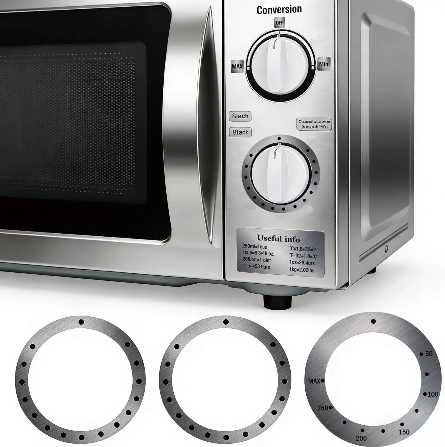 5 Pack Silver Heat Resistant Oven Temperature Stickers - Replacement Dial Labels for Stove, Hob, Range & Microwave Oven
5 Pack Silver Heat Resistant Oven Temperature Stickers - Replacement Dial Labels for Stove, Hob, Range & Microwave Oven