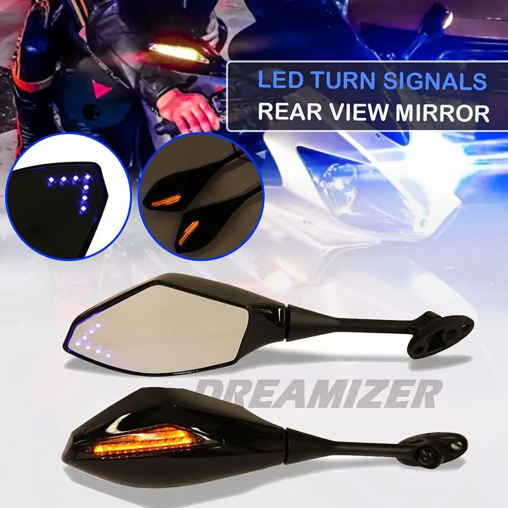 Motorcycle Rear View Mirrors with Turn Signals Side Mirror Compatible with CBR250RR CBR600RR CBR1000RR GSXR600 GSXR750 Blue Arro
Motorcycle Rear View Mirrors with Turn Signals Side Mirror Compatible with CBR250RR CBR600RR CBR1000RR GSXR600 GSXR750 Blue Arro