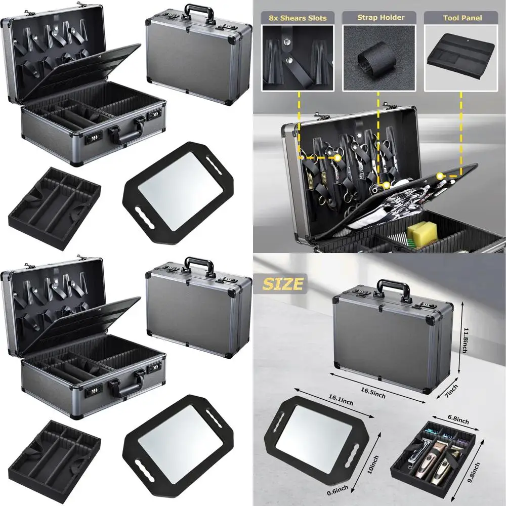 Portable Hairdressing Case with 6-Clipper & 8-Shear Holders, Lockable for Barber Tools & Accessories
Portable Hairdressing Case with 6-Clipper & 8-Shear Holders, Lockable for Barber Tools & Accessories