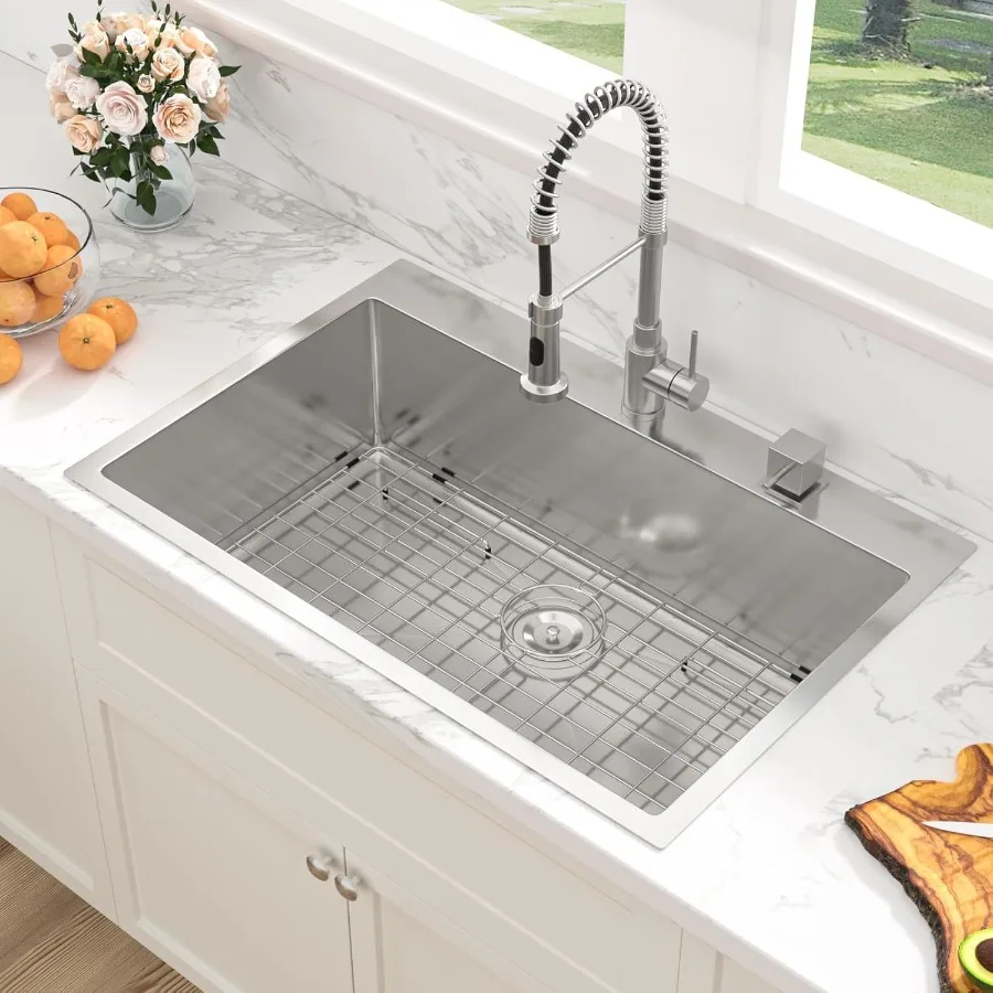 33-дюймовая кухонная мойка с откидной крышкой — 33 x 22-дюймовая кухонная мойка с одним чашей из нержавеющей стали с верхним креплением и глубиной 16 калибрами
33-дюймовая кухонная мойка с откидной крышкой — 33 x 22-дюймовая кухонная мойка с одним чашей из нержавеющей стали с верхним креплением и глубиной 16 калибрами