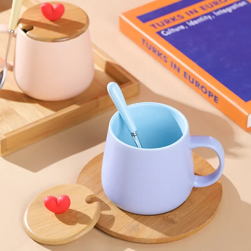 450ml Splicing Colors Ceramic Mug Home High Beauty Breakfast Cup Office Love Shaped Wood Cover Coffee Mug Creative Couple Cup
450ml Splicing Colors Ceramic Mug Home High Beauty Breakfast Cup Office Love Shaped Wood Cover Coffee Mug Creative Couple Cup