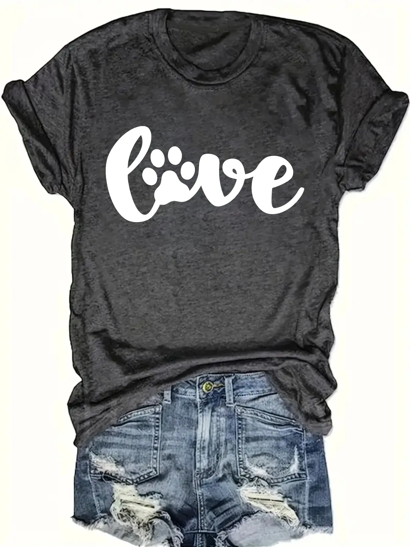 Plus size women's short sleeve T-shirt Love Paw Print Design T Shirt breathable fabric summer outfit women's clothing
Plus size women's short sleeve T-shirt Love Paw Print Design T Shirt breathable fabric summer outfit women's clothing