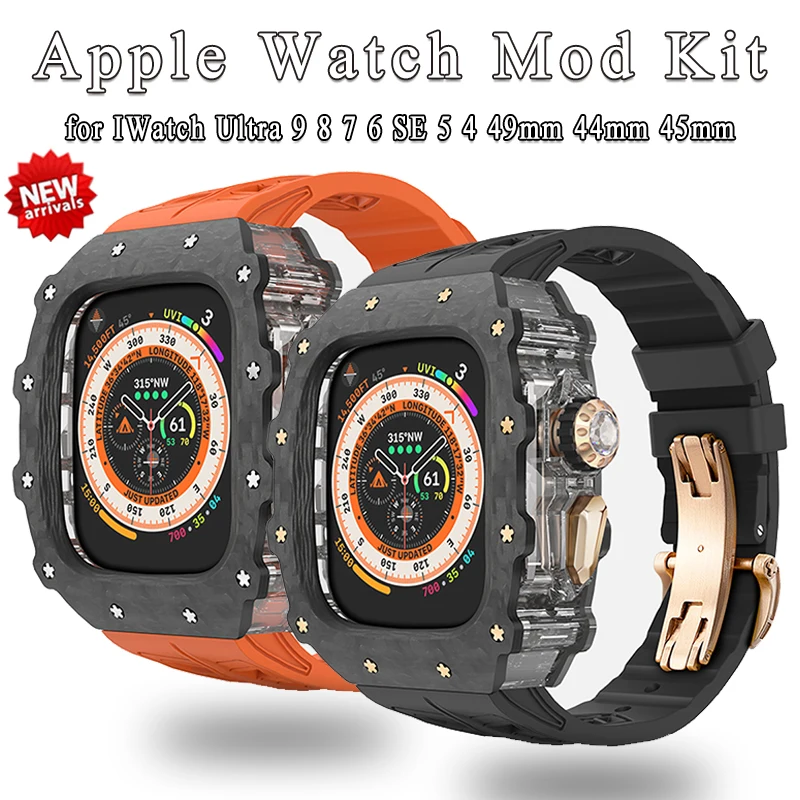 Carbon Fiber Case Luxury Modification Kit for Apple Watch Ultra 2 Band 49mm 9 8 7 44mm 45mm Rubber Strap Iwatch Series 6 SE 5 4
Carbon Fiber Case Luxury Modification Kit for Apple Watch Ultra 2 Band 49mm 9 8 7 44mm 45mm Rubber Strap Iwatch Series 6 SE 5 4