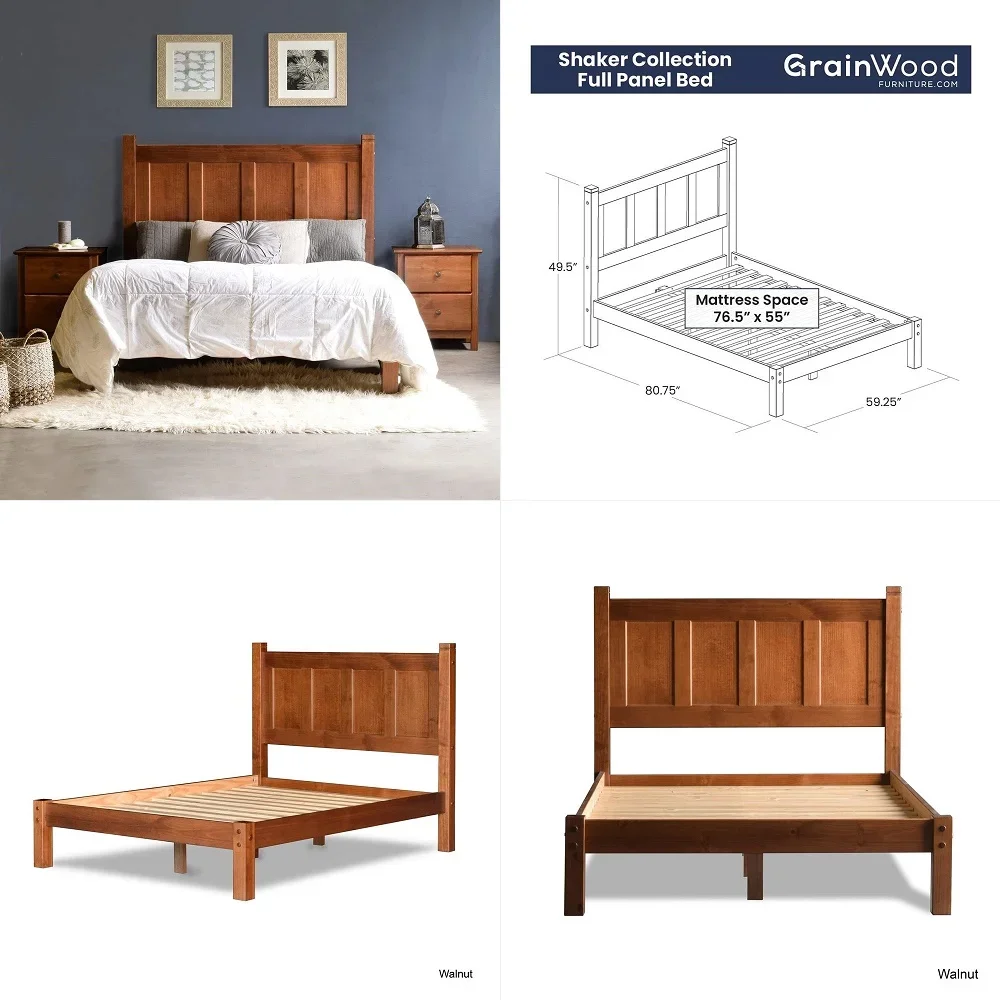Wood Furniture Shaker Solid Wood Panel Platform Bed, Full Size, Walnut
Wood Furniture Shaker Solid Wood Panel Platform Bed, Full Size, Walnut
