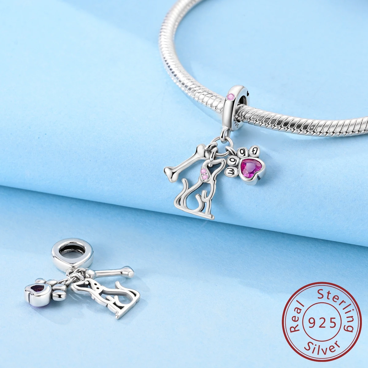 925 Sterling Silver Puppy Claw Imprint Bone Pendant Dangle Jewelry Fit Original 925 Bracelet For Women DIY Gift Party
925 Sterling Silver Puppy Claw Imprint Bone Pendant Dangle Jewelry Fit Original 925 Bracelet For Women DIY Gift Party
