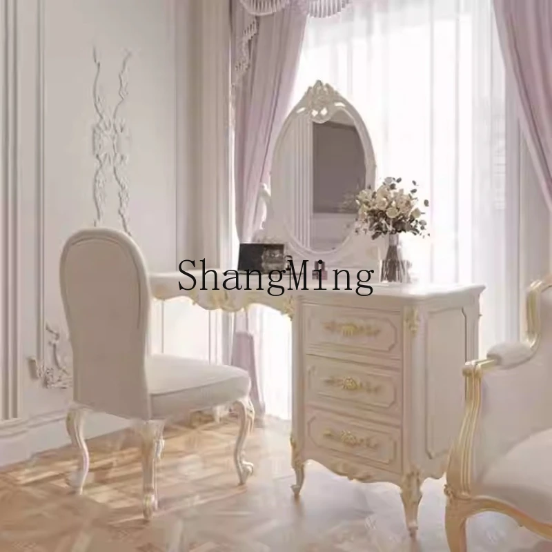 ZYH solid wood carving flower dresser princess bedroom dressing table makeup stool combination
ZYH solid wood carving flower dresser princess bedroom dressing table makeup stool combination