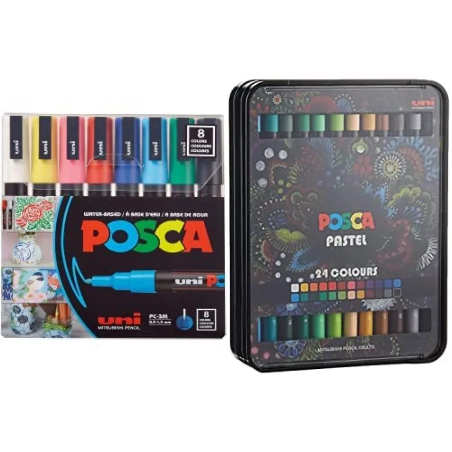 POSCA 8-Color Paint Marker Set, PC-3M Fine Point + Posca Heat Pliable Oil and Wax Based Pastels Pack with Natural Pigments and
POSCA 8-Color Paint Marker Set, PC-3M Fine Point + Posca Heat Pliable Oil and Wax Based Pastels Pack with Natural Pigments and