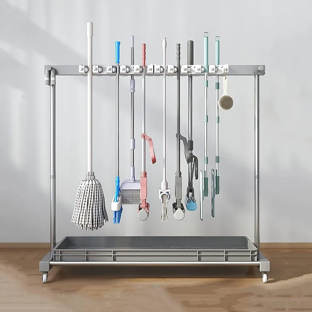 Регулируемый держатель для метлы и швабры — органайзер для чистящих инструментов и принадлежностей 
Регулируемый держатель для метлы и швабры — органайзер для чистящих инструментов и принадлежностей