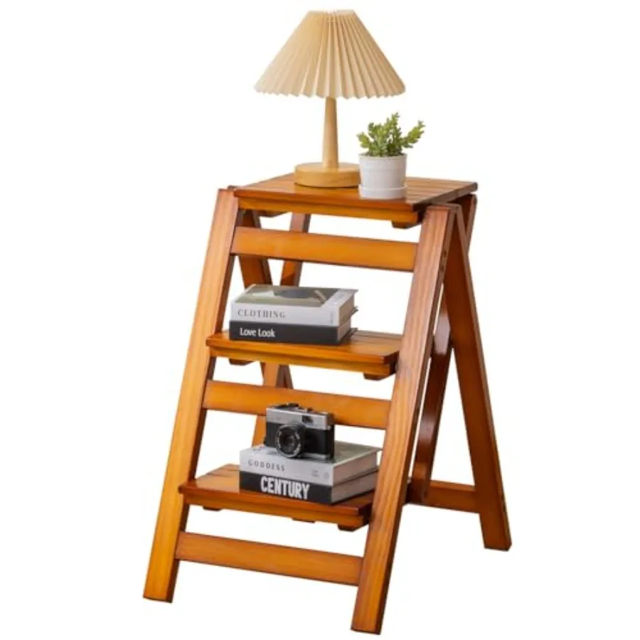 Foldable Ladder, Wooden Step Stool with Floor Saver, Decorative Ladder Shelf for Living Room, Kitchen, Garden
Foldable Ladder, Wooden Step Stool with Floor Saver, Decorative Ladder Shelf for Living Room, Kitchen, Garden